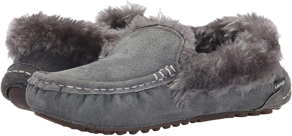 Lamo Sheepskin EW1535-CHA-9 Womens Aussie Moc  Charcoal - Size 9