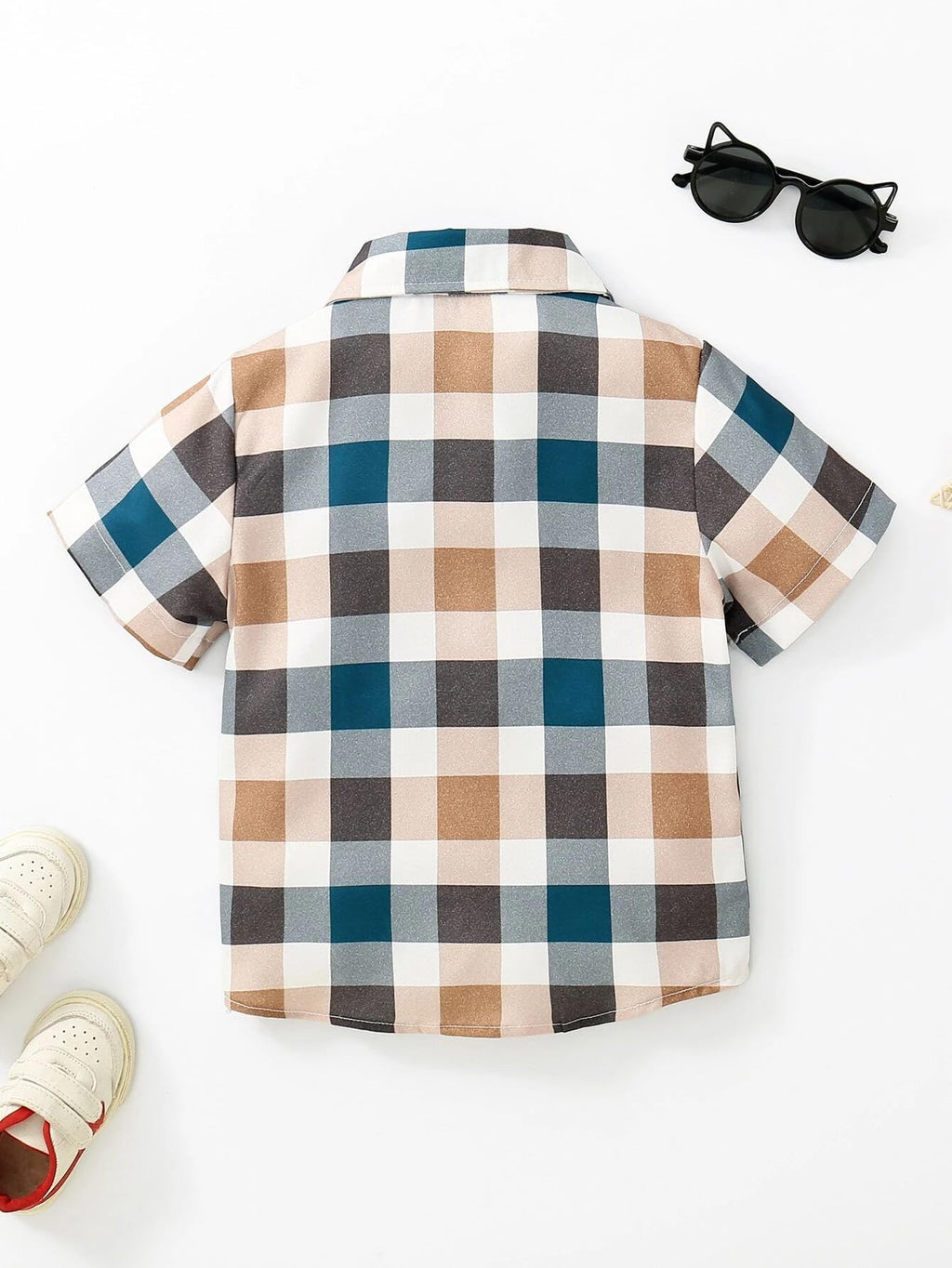 TAGAS Boys Brown Checks Short Sleeve Casual Shirt | Fancy Shirt | Party Shirt for Boys and Kids