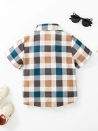 TAGAS Boys Brown Checks Short Sleeve Casual Shirt | Fancy Shirt | Party Shirt for Boys and Kids