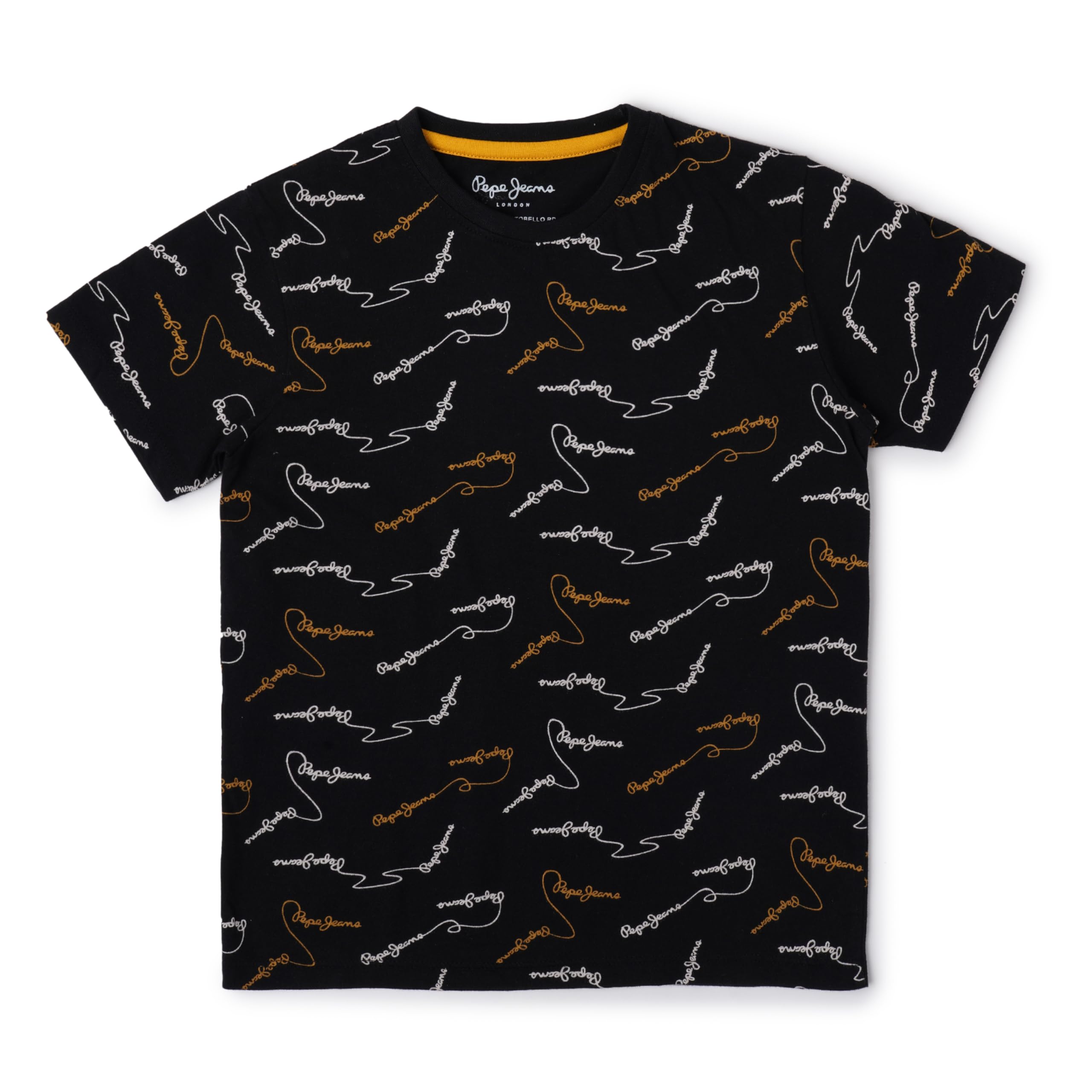 Pepe Jeans Printed Jersey Crew Neck Boys T-Shirt (Black, 8 To 10 Years)