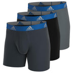 adidas Men's Performance Boxer Brief Underwear (3-Pack), Onix Grey/Black/Collegiate Royal Blue, Large
