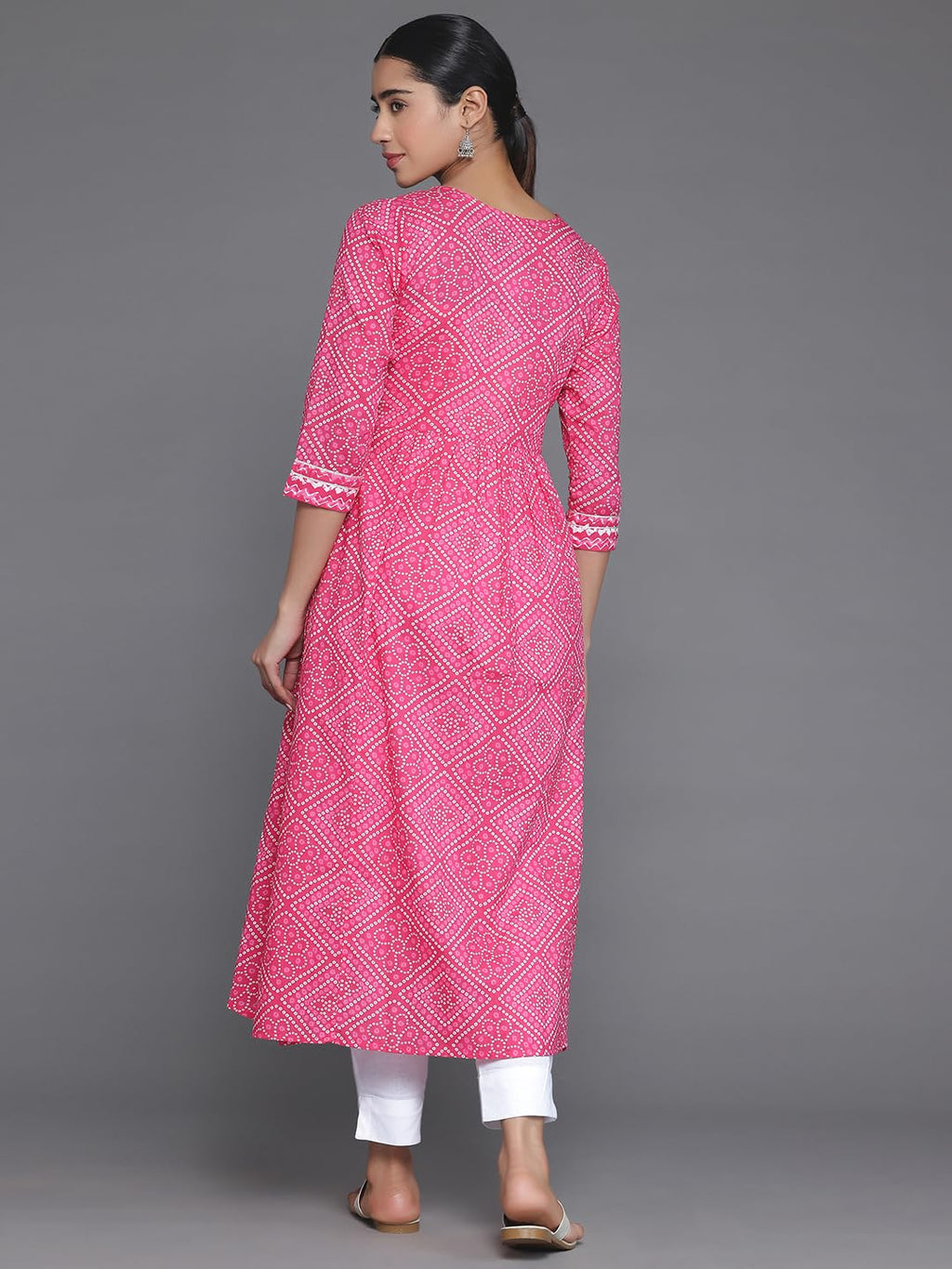 Libas Pink Printed Cotton A-Line Kurta