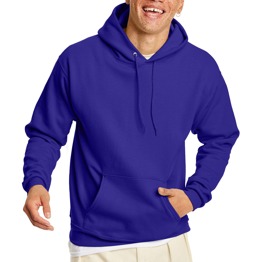 Hanes Men's Pullover EcoSmart Hooded Sweatshirt, purple, 4X Large