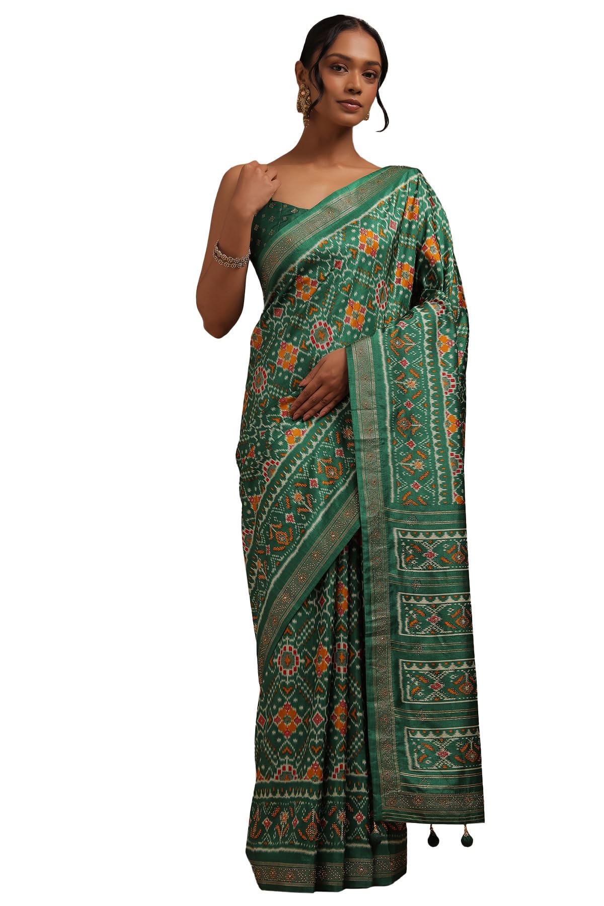 Soch Women Dola Silk Patola Print Saree with Stud Work
