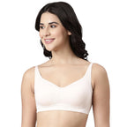 Enamor A077 Bamboo Fabric Full Support T-Shirt Bra for Women- High Coverage, Padded and Wirefree Pearl Blush