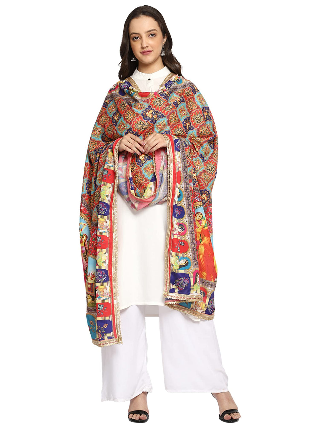 Weavers Villa WomenS Poly Silk Digital Graphic Printed Ethnic Dupatta, Chunni, 2.25 Mtrs