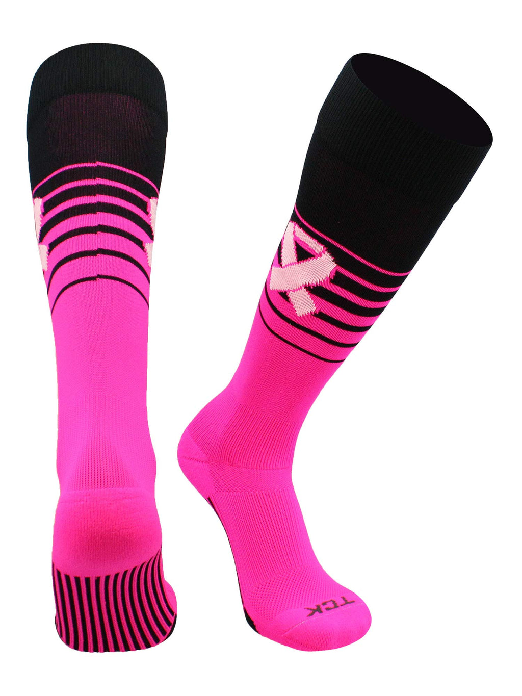 TCK Breaker Aware Breast Cancer Awareness Socks (Black/Neon Pink, Medium) - Black/Neon Pink,Medium