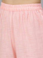 Idalia Cream And Baby Pink Hand Block Print Kurta With Cotton Pants