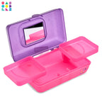 Caboodles Pretty in Petite Makeup Box, Two-Tone Purple Sparkle on Pink Sparkle, Hard Plastic Organizer Box, 2 Swivel Trays, Fash