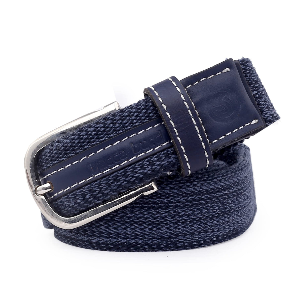 Bacca Bucci MenS Comfort Stretch Casual Fabric Belts Blue 28-30