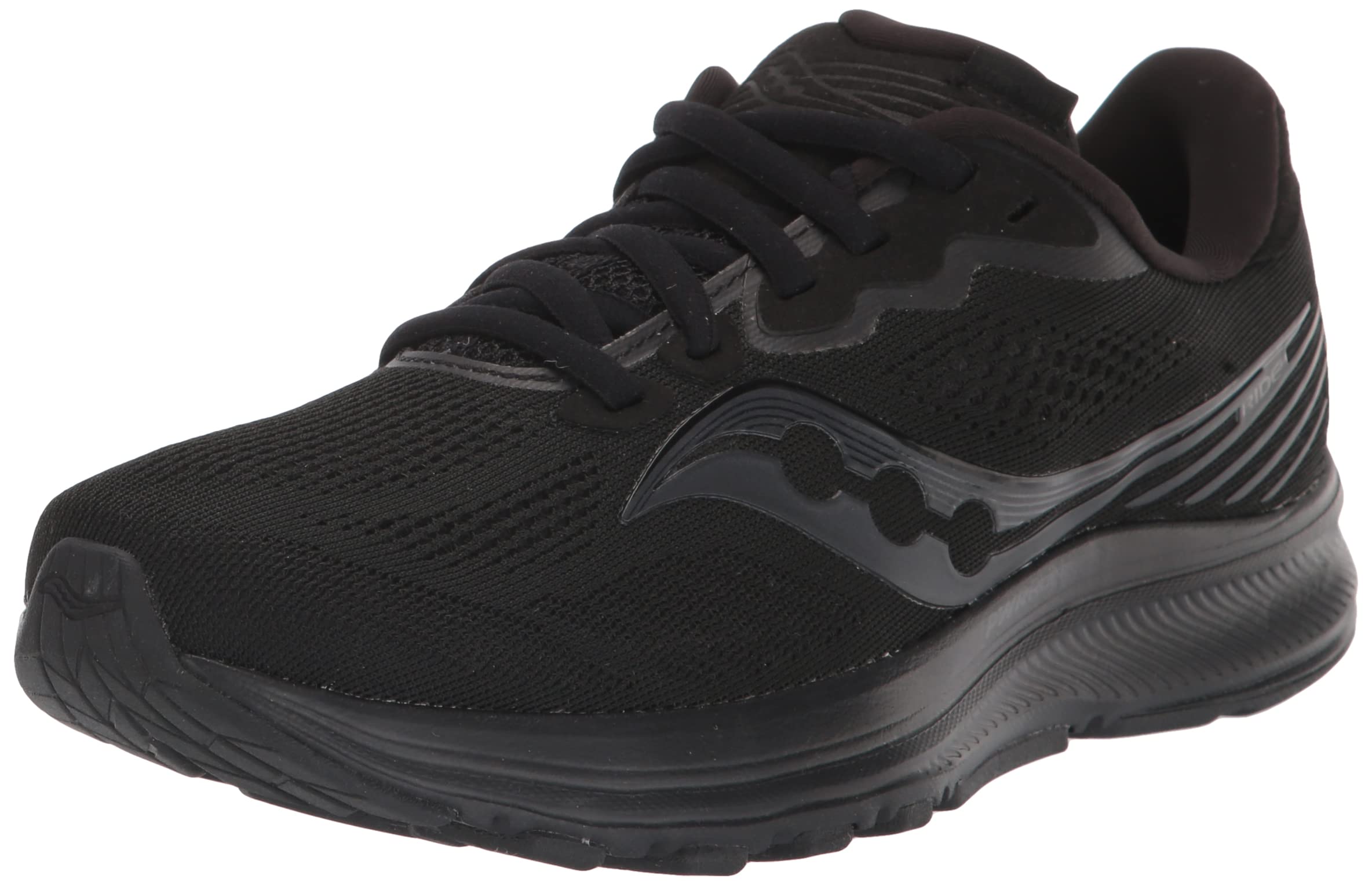 Saucony Women's Ride 14 Running Shoe, TRIPLE BLACK, 8