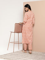 Libas Tan Printed Cotton Straight Kurta