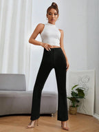 Toochki Women Spandex Black Pant Stretchable Slim Fit Trouser for Office School Formal Casual