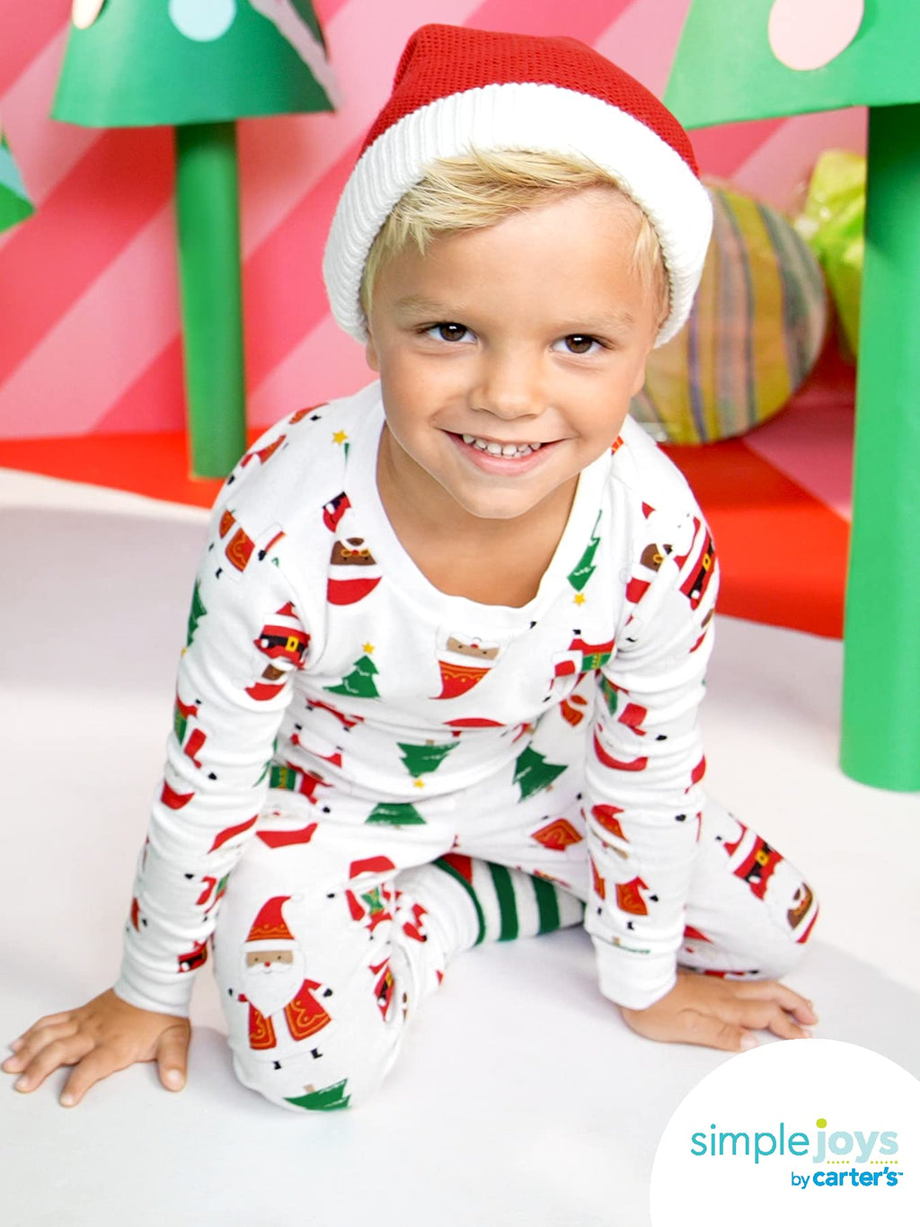 Simple Joys by Carter's Unisex Kids' 3-Piece Snug-Fit Cotton Christmas Pajama Set, Santa, 5