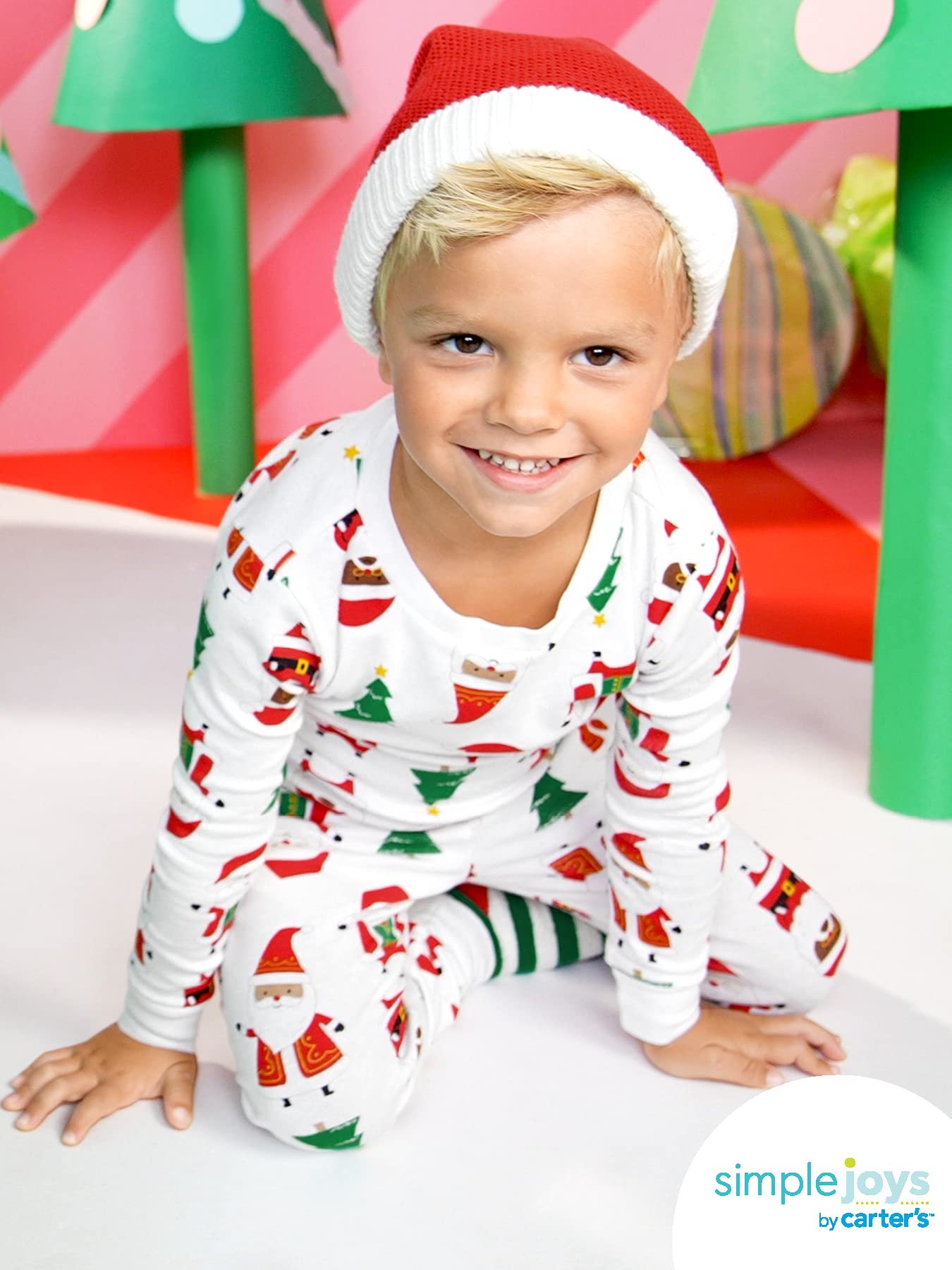 Simple Joys by Carter's Unisex Kids' 3-Piece Snug-Fit Cotton Christmas Pajama Set, Santa, 5
