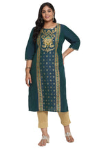 Aurelia WomenS Viscose Blend Regular Kurta (21Aua12386-503490_Dark Green_S)