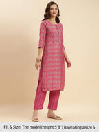 Rangita Rayon Printed Straight Kurta With Pant And Dupatta | Kurta Set For Women
