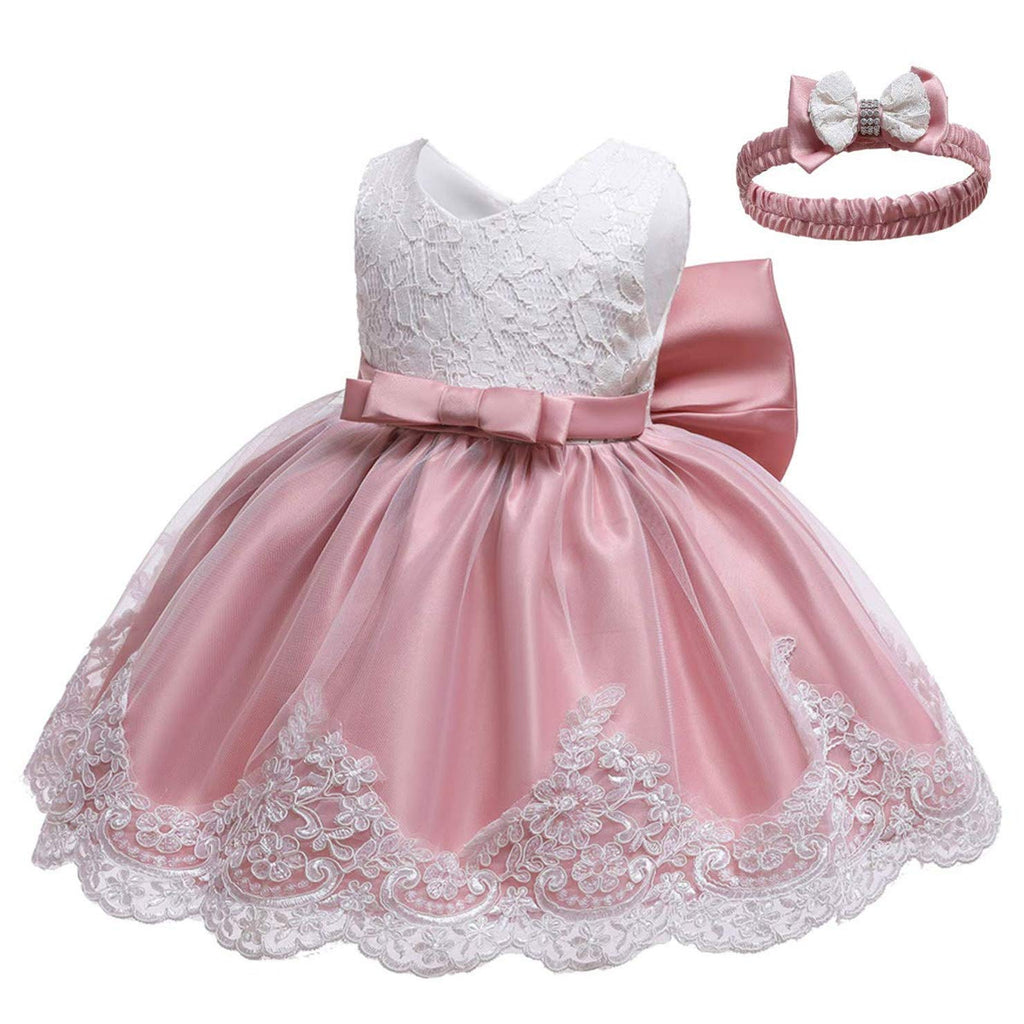 Baby Girls Christmas Pageant Lace Dresses Infant Easter Halloween Wedding Formal Frock Event Dress (Pink03,24M)