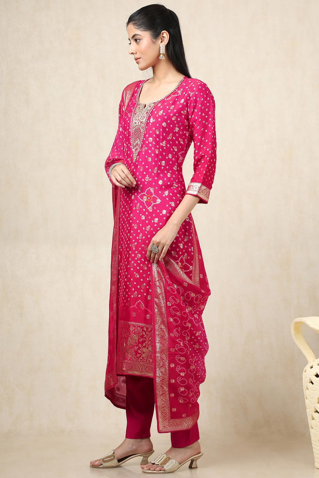 Soch WomenS Organza Salwar Suit Set (Ews5Cd21701_Fuchsia