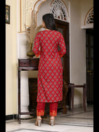 ANNI DESIGNER Womens Cotton Blend Floral Printed Straight Kurta with Pants & Dupatta (Shank-Maroon-CMD_XXL_Maroon_XX-Large)
