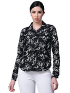 OOMPH! Shirts for Women, Floral Printed, Black