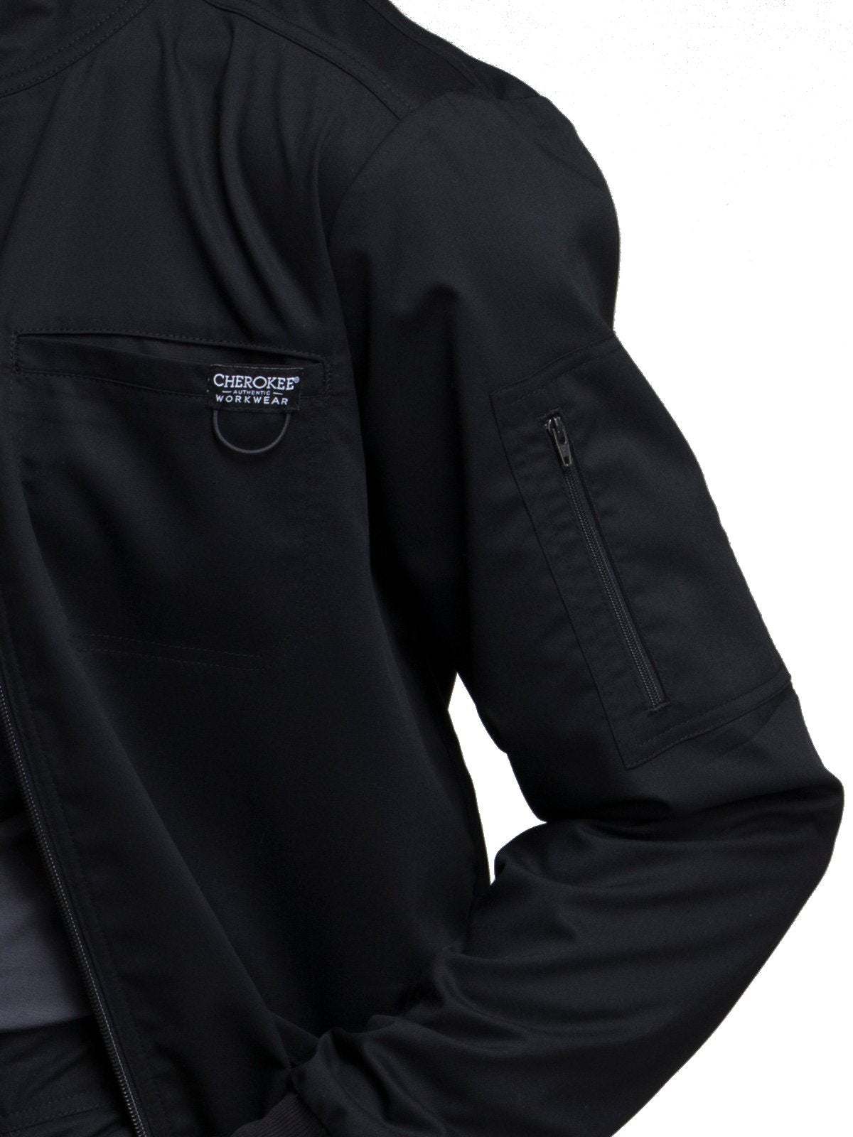 Cherokee Men warm up Scrub Jacket with Zip Front WW320, M, Black