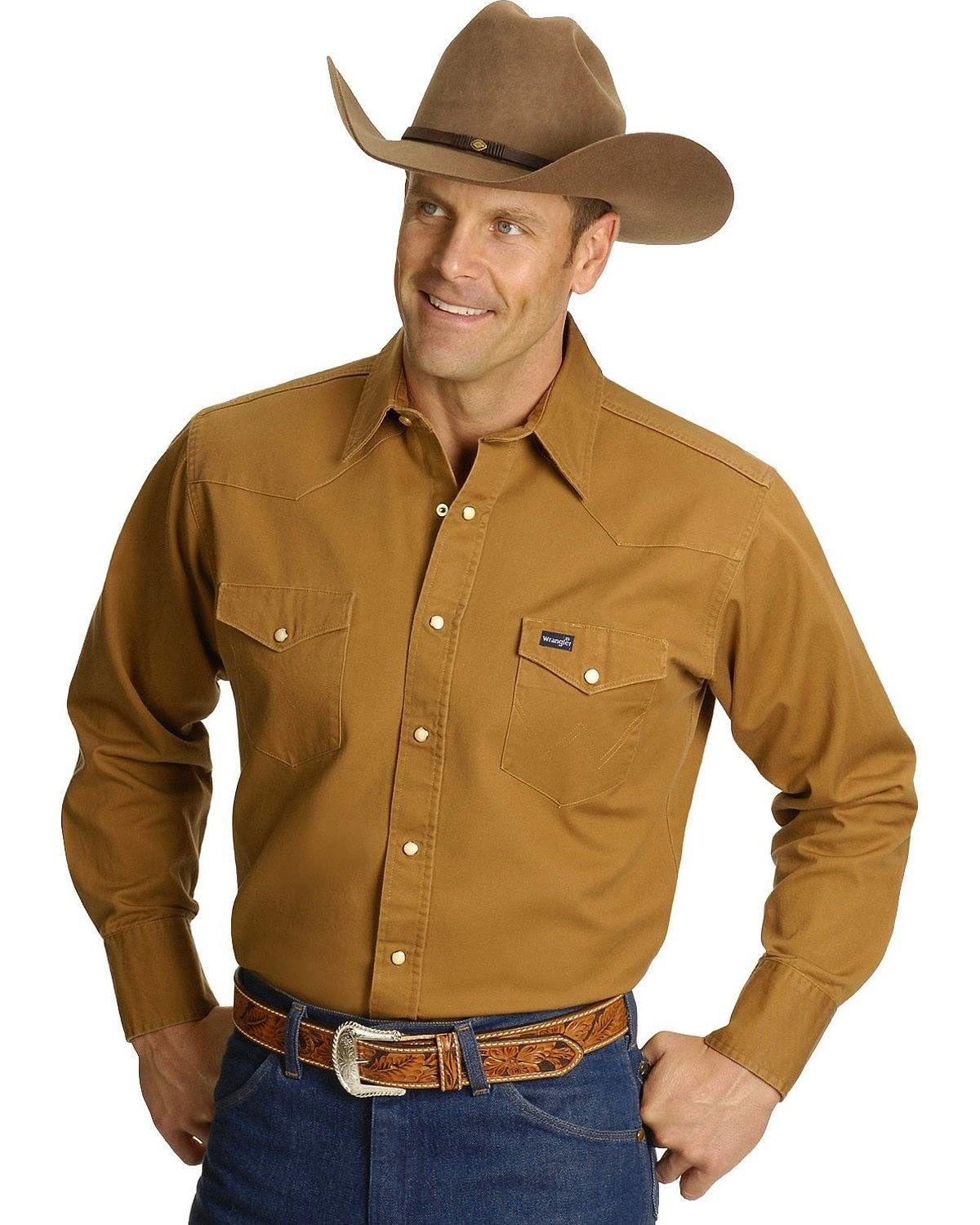 Wrangler Men's Big & Tall Western Work Shirt Firm Finish, Rawhide 4X