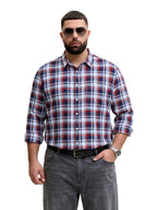 The Indian Garage Co Mens Plus Size Regular Fit Checkered Cutaway Collar Full Sleeves Shirt