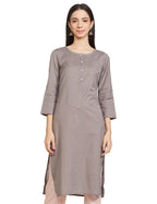 W For Woman Grey Round Neck Solid Kurta_21Few13783-211538_3Xl