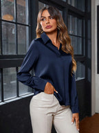 Indoprimo WomenS Solid Satin Casual Shirt | Stylish Western Long Sleeve Shirt For Women