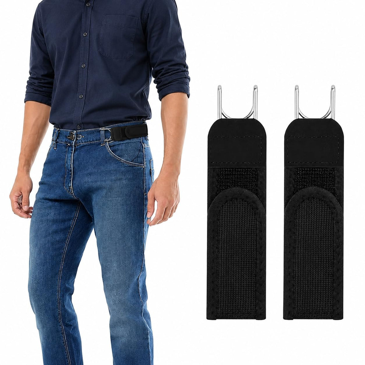 Voltixa Buckleless Belt Hook Tactical Metal Hook Elastic Belt Unisex BuckleLess Invisible Waist Belts For Work, Jeans, Trousers 13-4