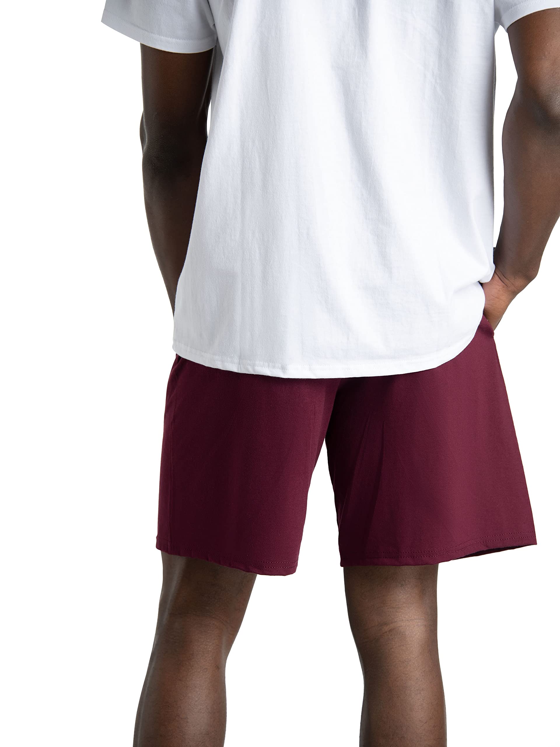 Fruit of the Loom Men's Eversoft Cotton Shorts with Pockets (S-4xl), 2 Pack-Maroon