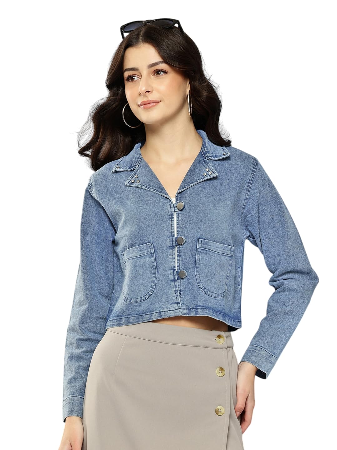 Aarika Womens Casual Wear Blue Colour Solid Denim Jacket-(S-Xl)-(Dn-W-151-Blue-Xl)