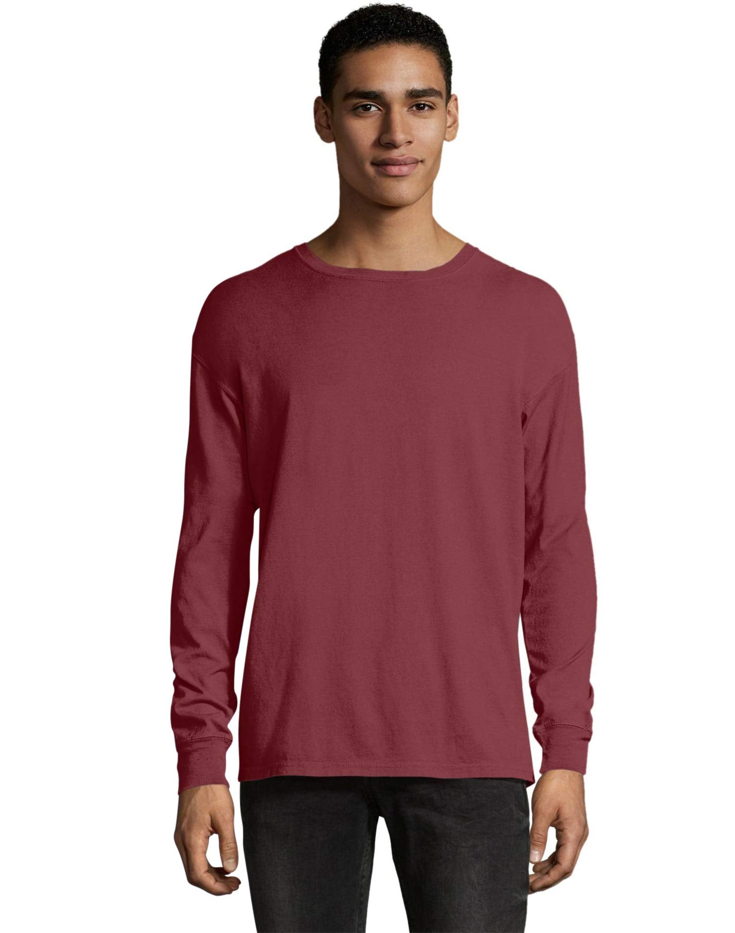 Unisex garment-Dyed Long-Sleeve T-Shirt - BLAcK - S(D0102H7DESX)