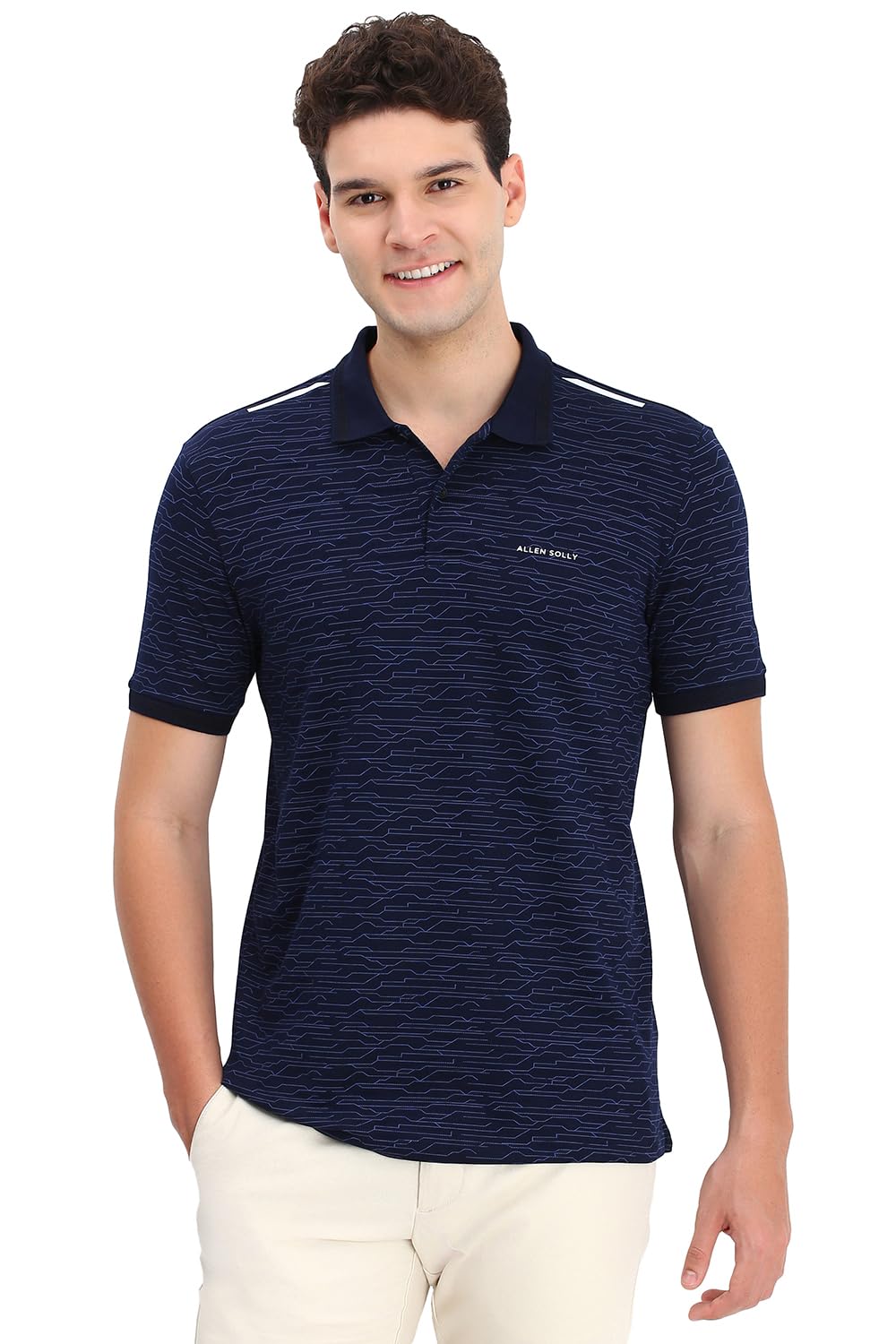Allen Solly Men Regular Fit Printed Cotton Polo Neck Polo Shirt