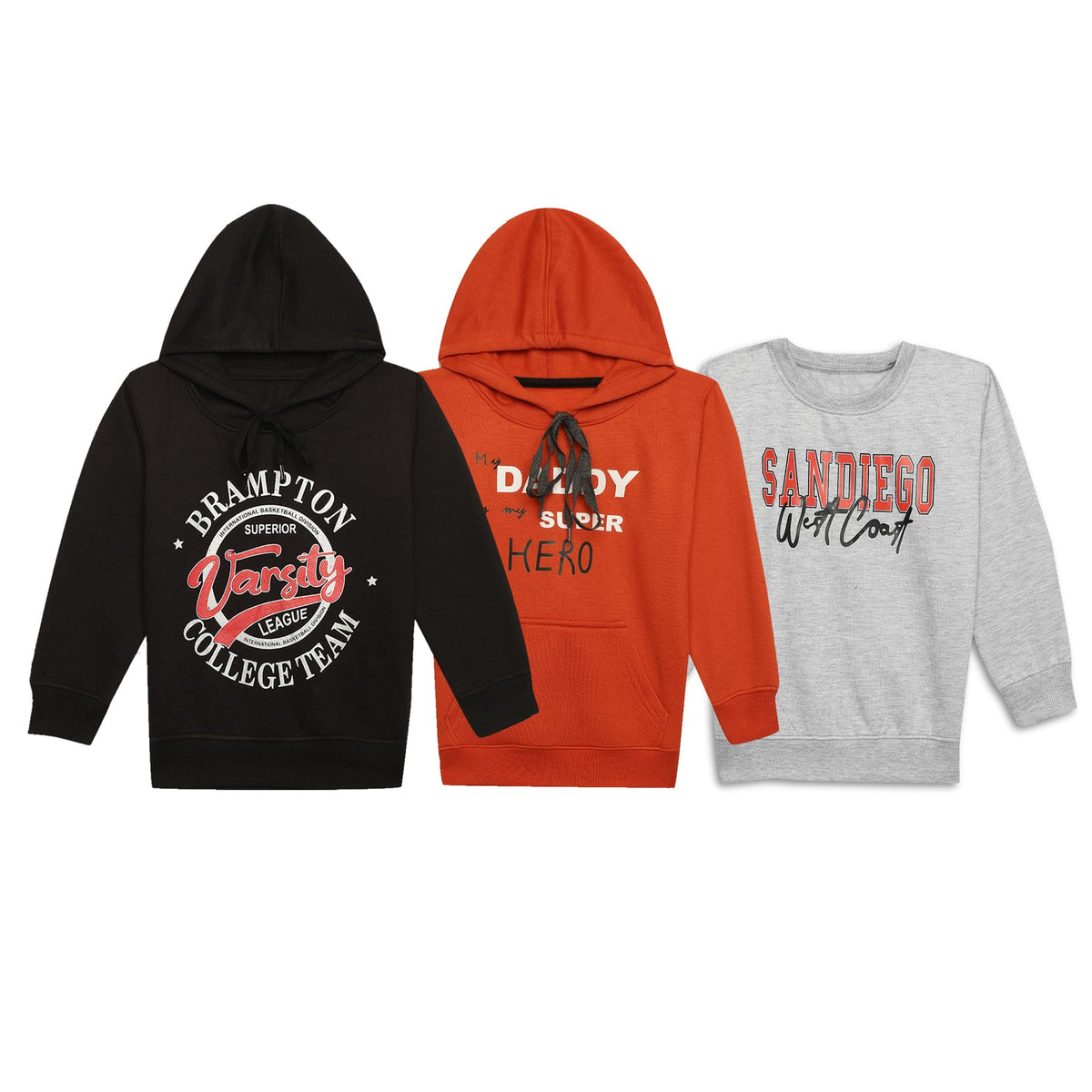 Mack JONNEY Multicolor Printed Round Neck Cotton Fleece Sweatshirt for Kids (Pack of 3)MACK48978 15-16