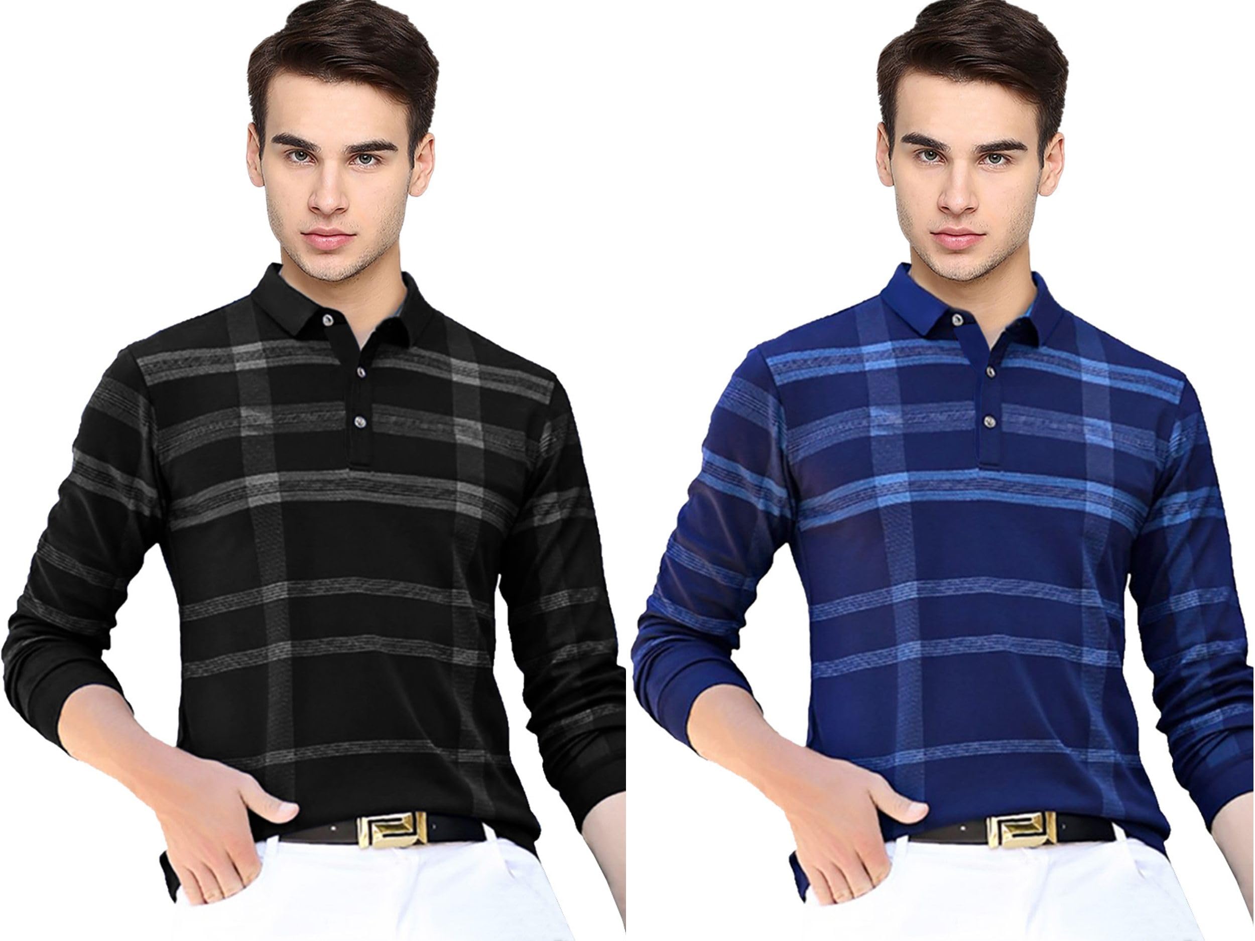 Noble Monk MenS Polo Neck Full Sleeves T-Shirt | Causal Tshirt For Men And Boys