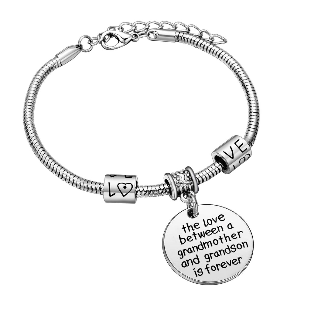 YEEQIN Grandmother Gift Bracelet From Grandson Grandmother Bracelet Grandma Gift Christmas Grandmother and Grandson Love Forever