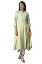 W For Woman Green Asymmetric Flared Kurta_21Few13046-114029_3Xl
