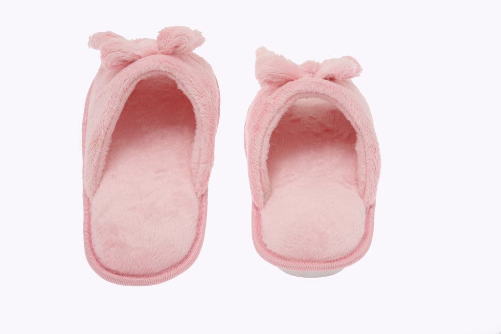 Living Health Products W1-10-pink-5-6 Womens Memory Foam House Slippers - Open Toe coral fleece slipper with butterfly tie  pink