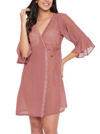 Clovia Womens Georgette Chic Basic Robe (NS1291P06_Brown_XXL)