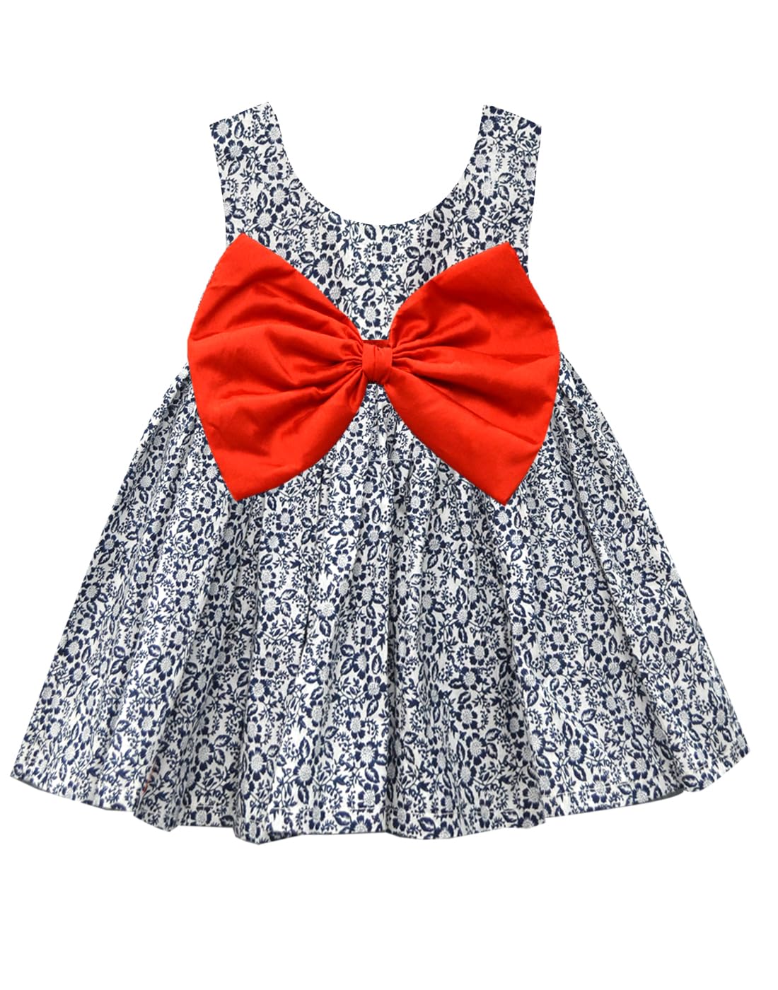 A.T.U.N. (ALL THINGS UBER NICE) Girls Floral Printed Round Neck Sleeveless Bow Fit & Flared Dress