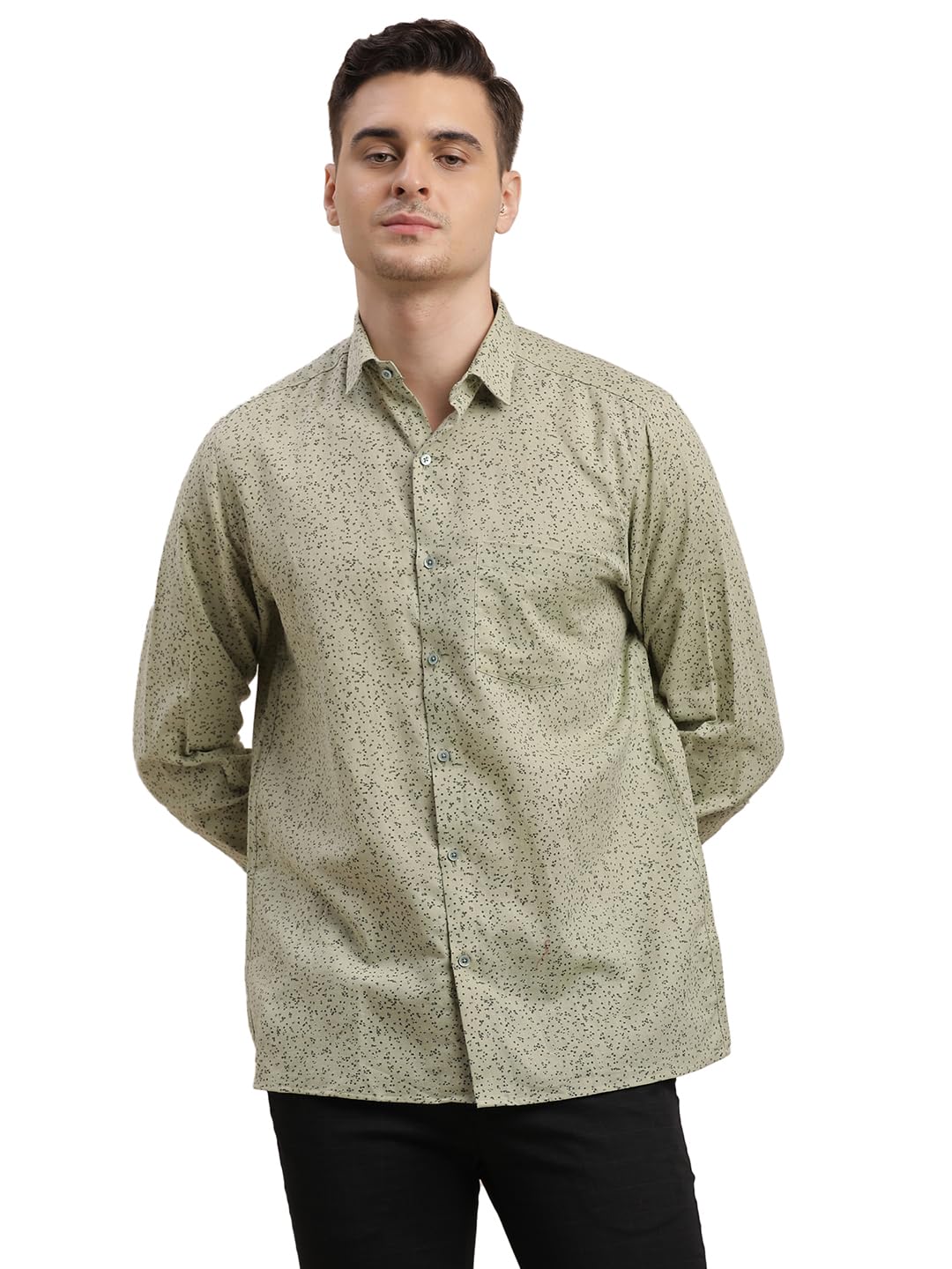 Turtle Men Cotton Linen Regular Fit Full Sleeve Grey Formal Shirt