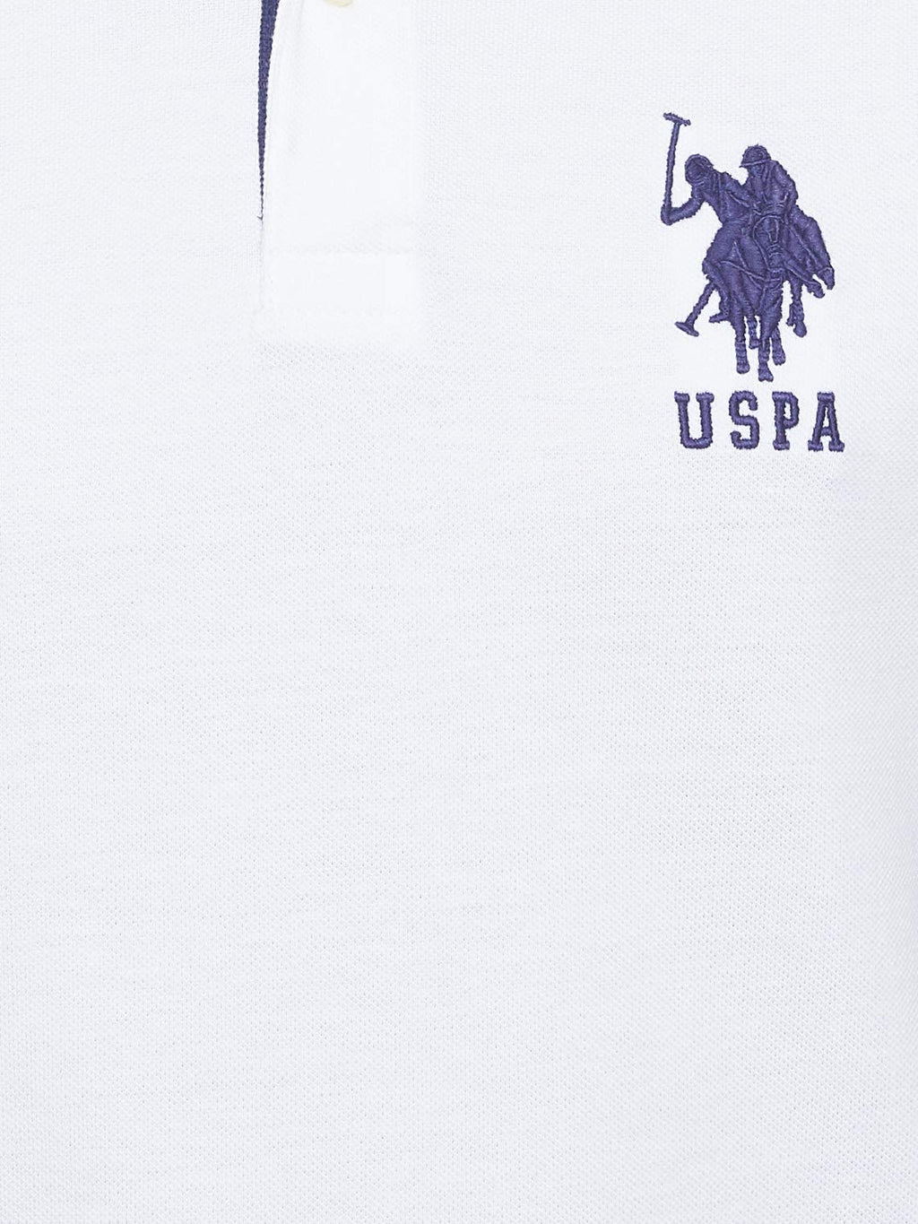 U.S. Polo Assn. Men's Slim Fit Pique Polo, White/Dodger Blue, Medium