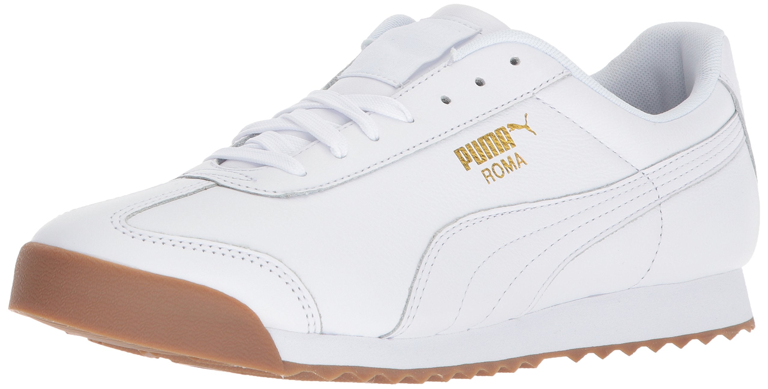 PUMA Men's ROMA CLASSIC GUM Sneaker, Puma White-Puma Team Gold, 9