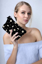 Deanfun Cosmetic Bag for Women, Durable Polyester Makeup Bag Organizer Travel Waterproof Roomy Accessories Daisy Purse Bag Gifts