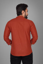 Besix MenS Cotton Solid Shirt With Mandarin Collared Full Sleeve Button Closure Curved Hem Straight Length And One Pocket | Mdr