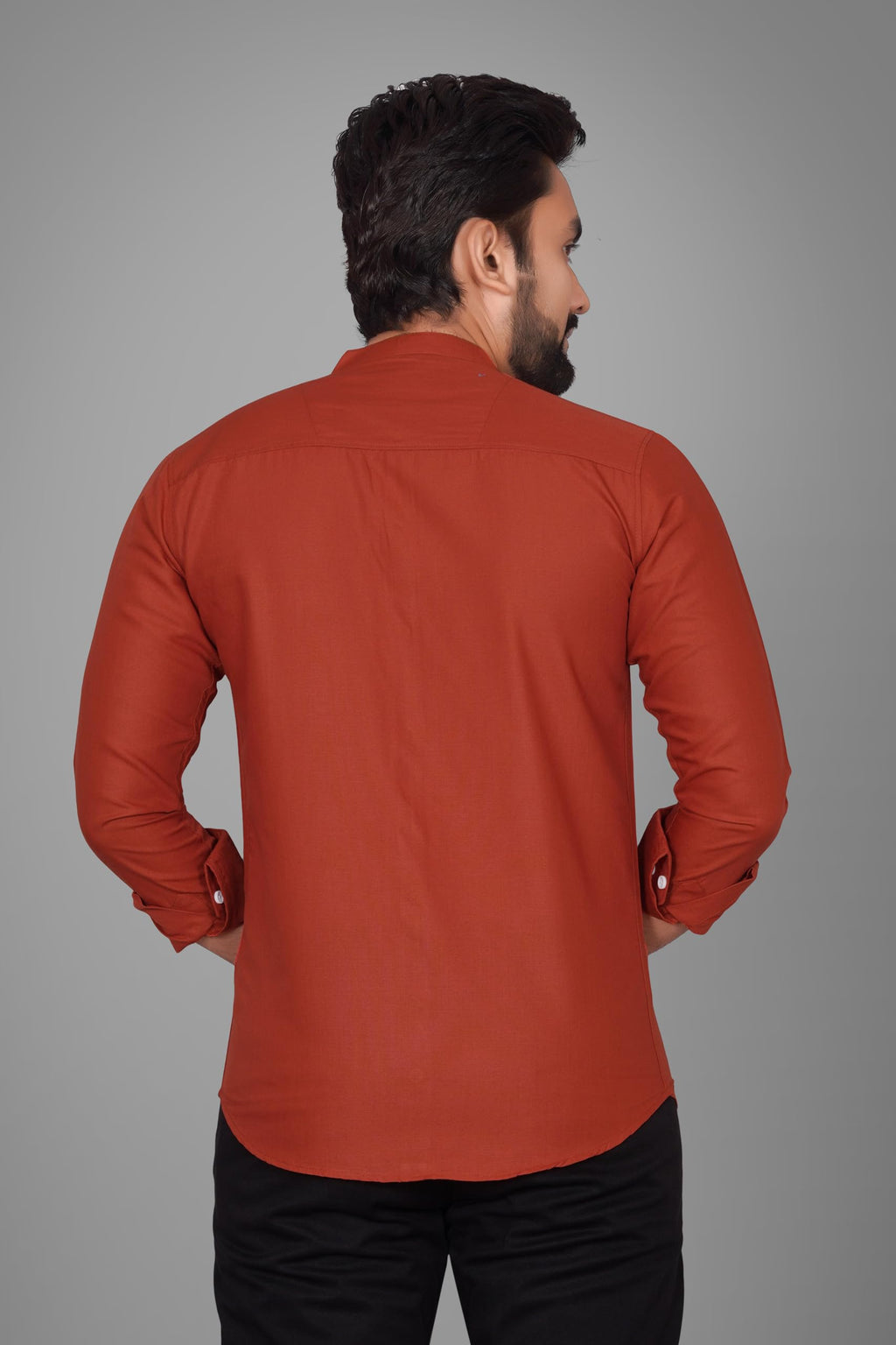 Besix MenS Regular Fit Solid Cotton Shirt | Chinese Collar | Casual | Plain | Branded | Mandarin Collar | Full Sleeve | Summer
