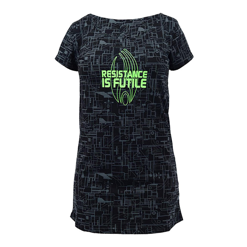 Star Trek Resistance is Futile glow Ladies Sleep Shirt  Black  Small