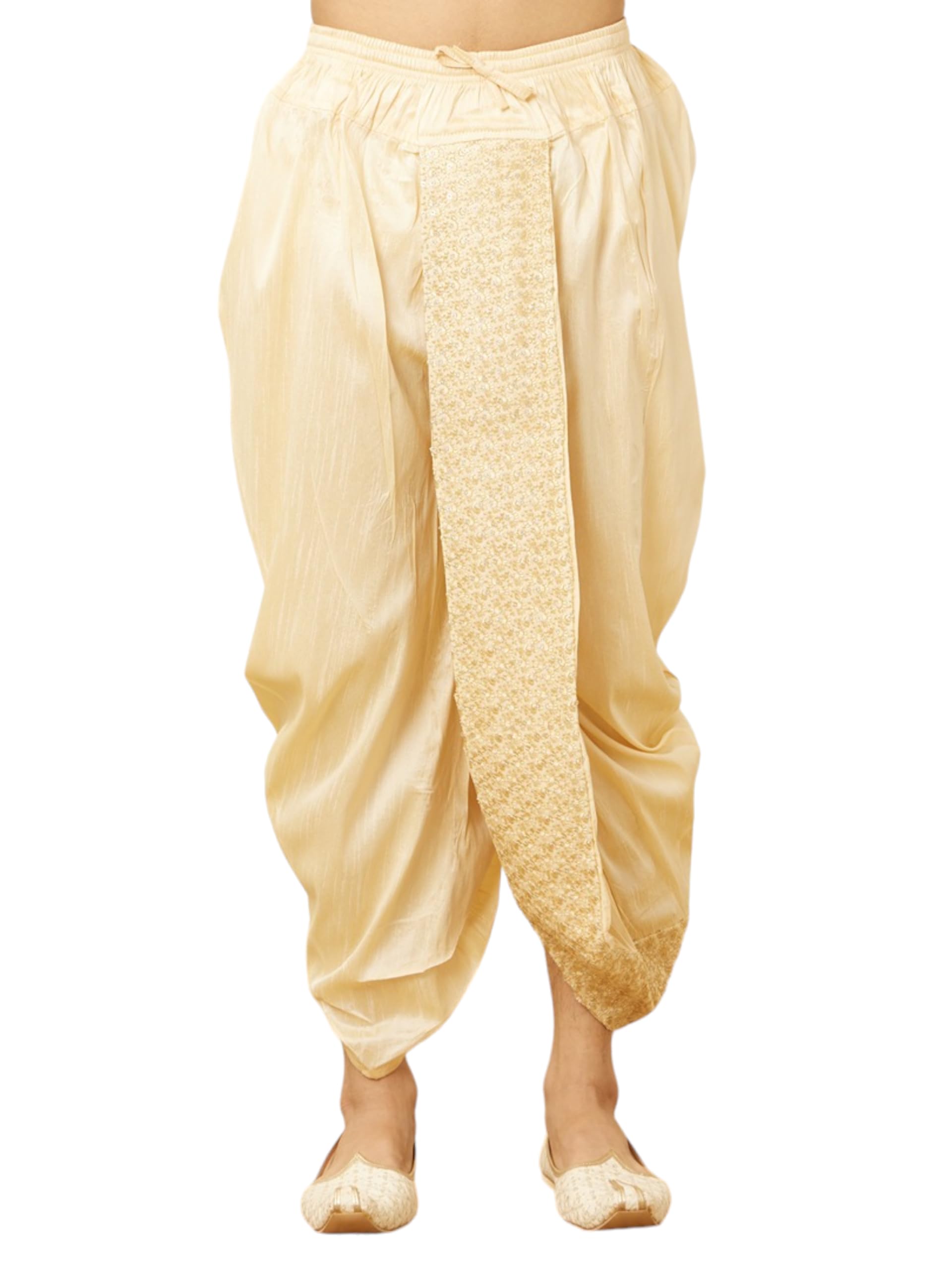 Manyavar Mens Beige Art Silk Solid Dhotis